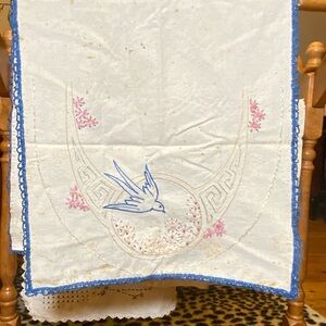 Embroidered Tablecloth with Bird Design